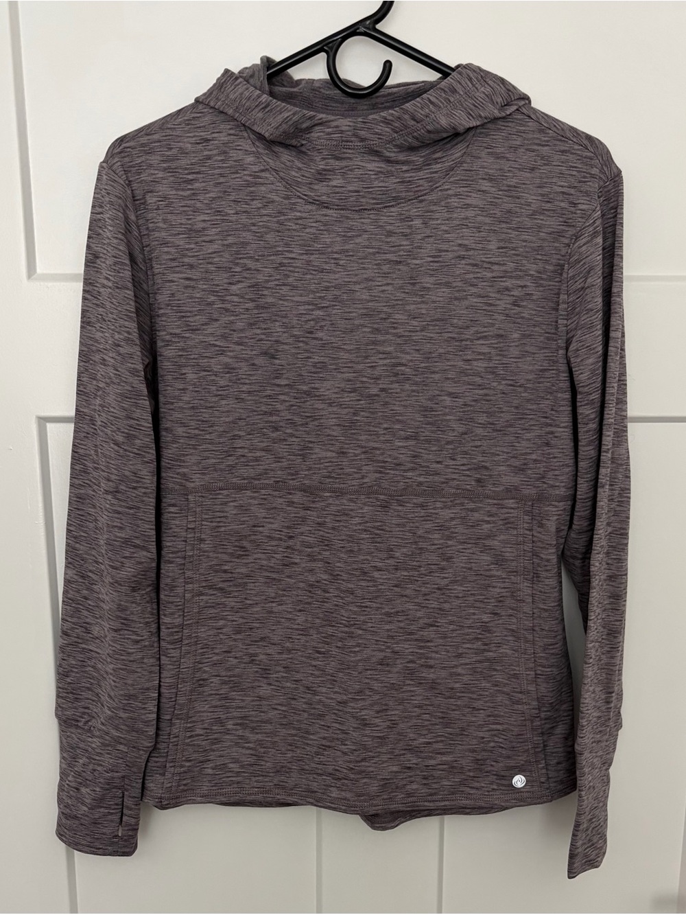 Apana Heathered Plum Marbled Cowneck Athletic Pullover Large